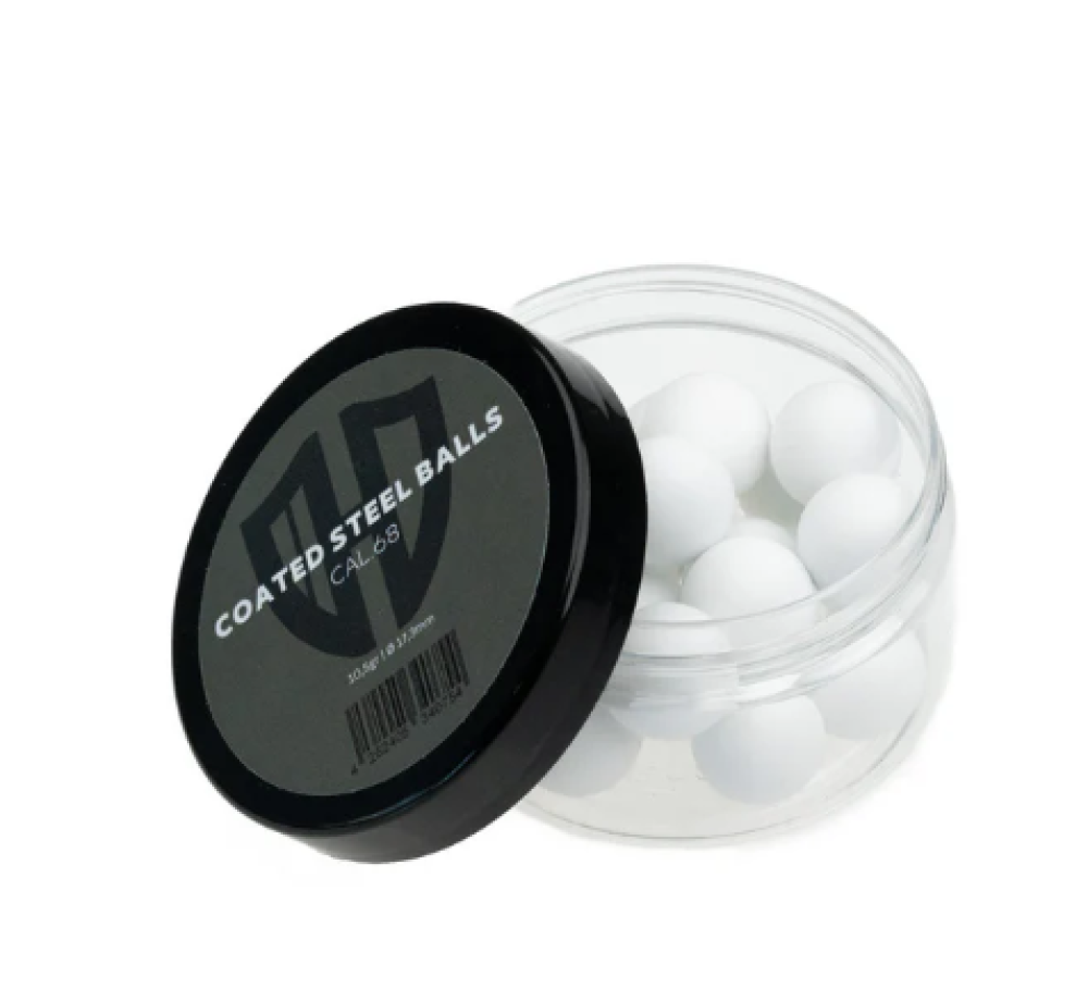 Стоманени топчета с гумено покритие Home Defence Cal.68 – Бели, 10.5g, 20 броя