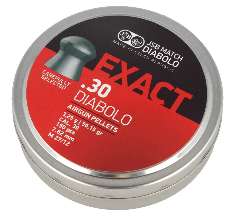 JSB Exact .30 (7.62 mm) – 150 бр / 3.25 g (50.15 gr) – Прецизни куполовидни чашки за PCP пушки JSB Exact .30 (7.62 mm) – 150 бр / 3.25 g (50.15 gr) – Прецизни куполовидни чашки за PCP пушки