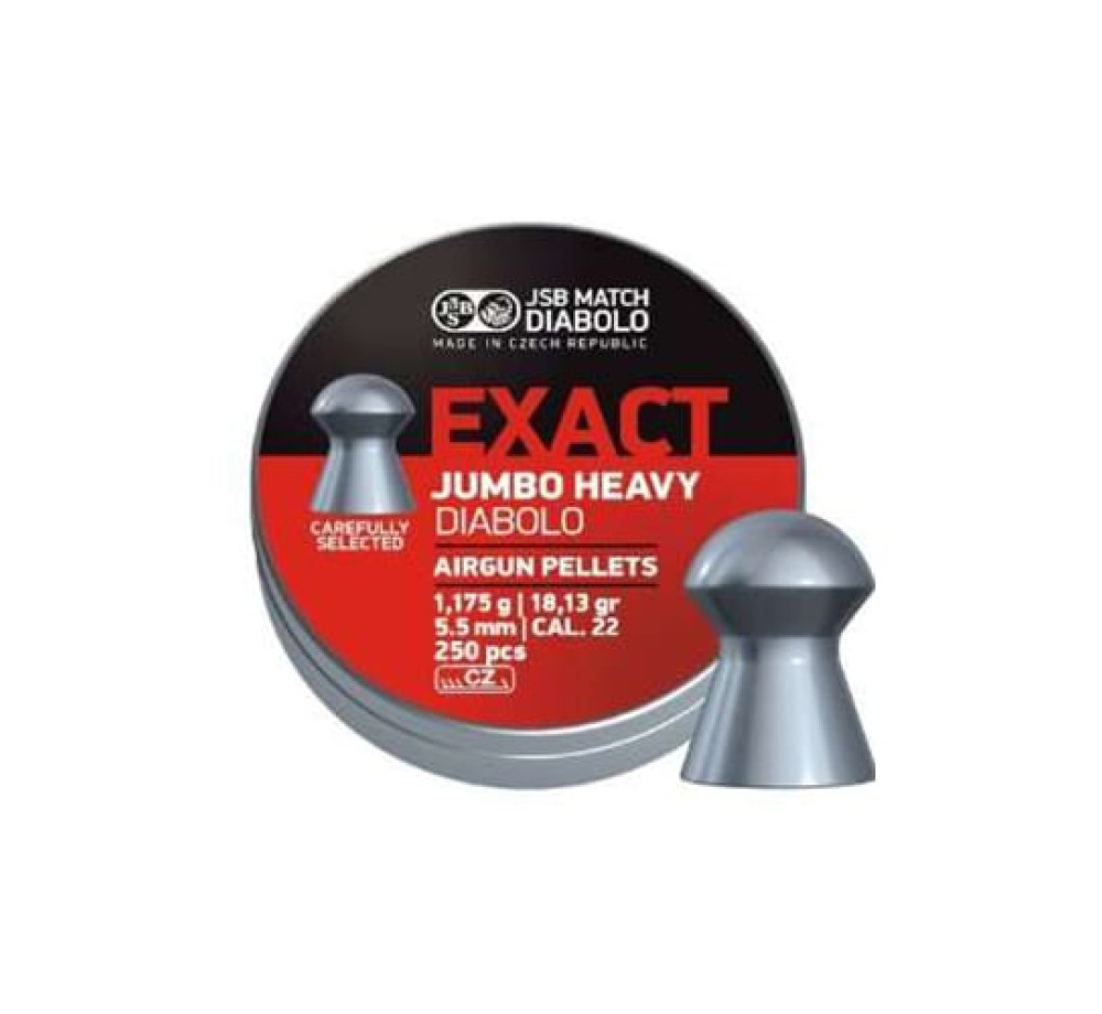 JSB Jum.Exact Heavy 5.52 (5.52 mm) – 250 бр / 1.175 g (18.13 gr) – Тежки куполовидни чашки за точност и пробивност JSB Jum.Exact Heavy 5.52 (5.52 mm) – 250 бр / 1.175 g (18.13 gr) – Тежки куполовидни чашки за точност и пробивност