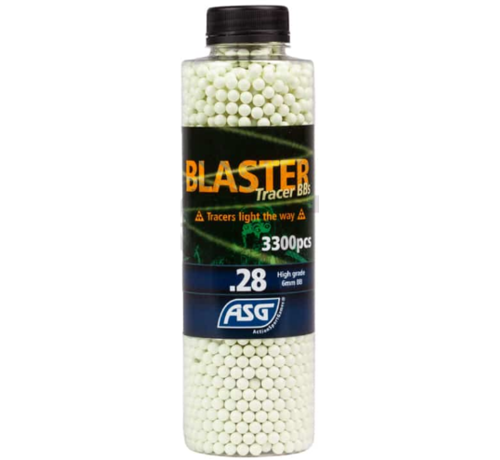 Топчета ASG Blaster Tracer Green 0.28 g – 6 mm био светещи BB, 3300 бр.