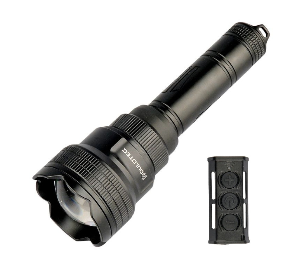 Dulotec Multi Zoom Flashlight 1200 lm / 1300 m – long-range zoom beam with wireless silent remote and 21700 USB-C battery Dulotec Multi Zoom Flashlight 1200 lm / 1300 m – long-range zoom beam with wireless silent remote and 21700 USB-C battery