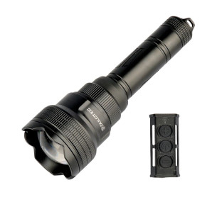 Dulotec Multi Zoom Flashlight 1200 lm / 1300 m – long-range zoom beam with wireless silent remote and 21700 USB-C battery 