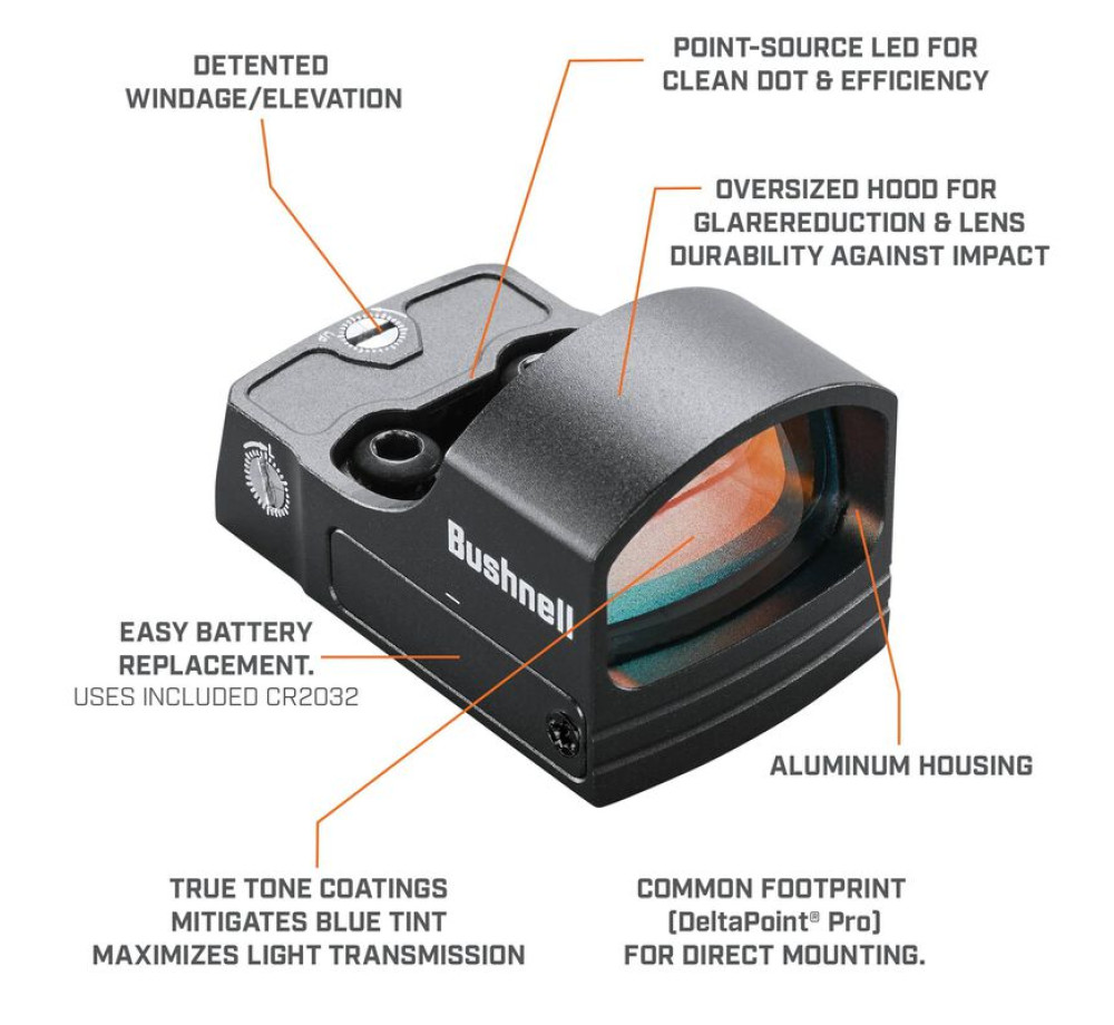 Бързомер Bushnell RXS 100 1x25 4 MOA RXS100 с Weaver монтаж и DeltaPoint Pro съвместимост