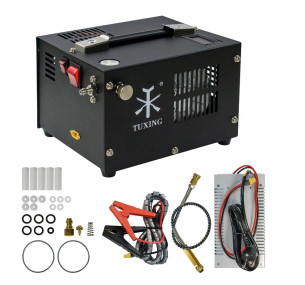 TUXING TXES061 12V 300 bar – Преносим PCP компресор (черен, вентилаторно охлаждане)