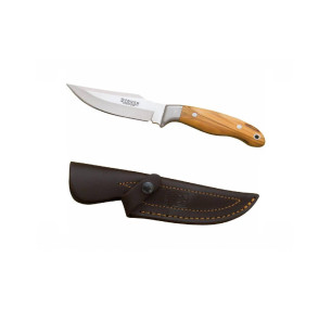 Joker Cebra CO40 Knife – 11 cm, Olive Wood, Leather Sheath 