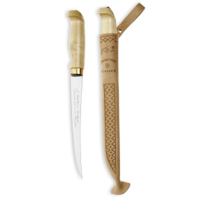 Нож Marttiini Classic Filleting Knife 19 630010, 19 см гъвкаво острие, брезова дръжка, кожена кания Нож Marttiini Classic Filleting Knife 19 630010, 19 см гъвкаво острие, брезова дръжка, кожена кания
