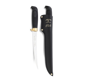 Cuțit Marttiini Condor Filleting Knife 19 836014, lamă flexibilă 19 cm, mâner din cauciuc, teacă din piele