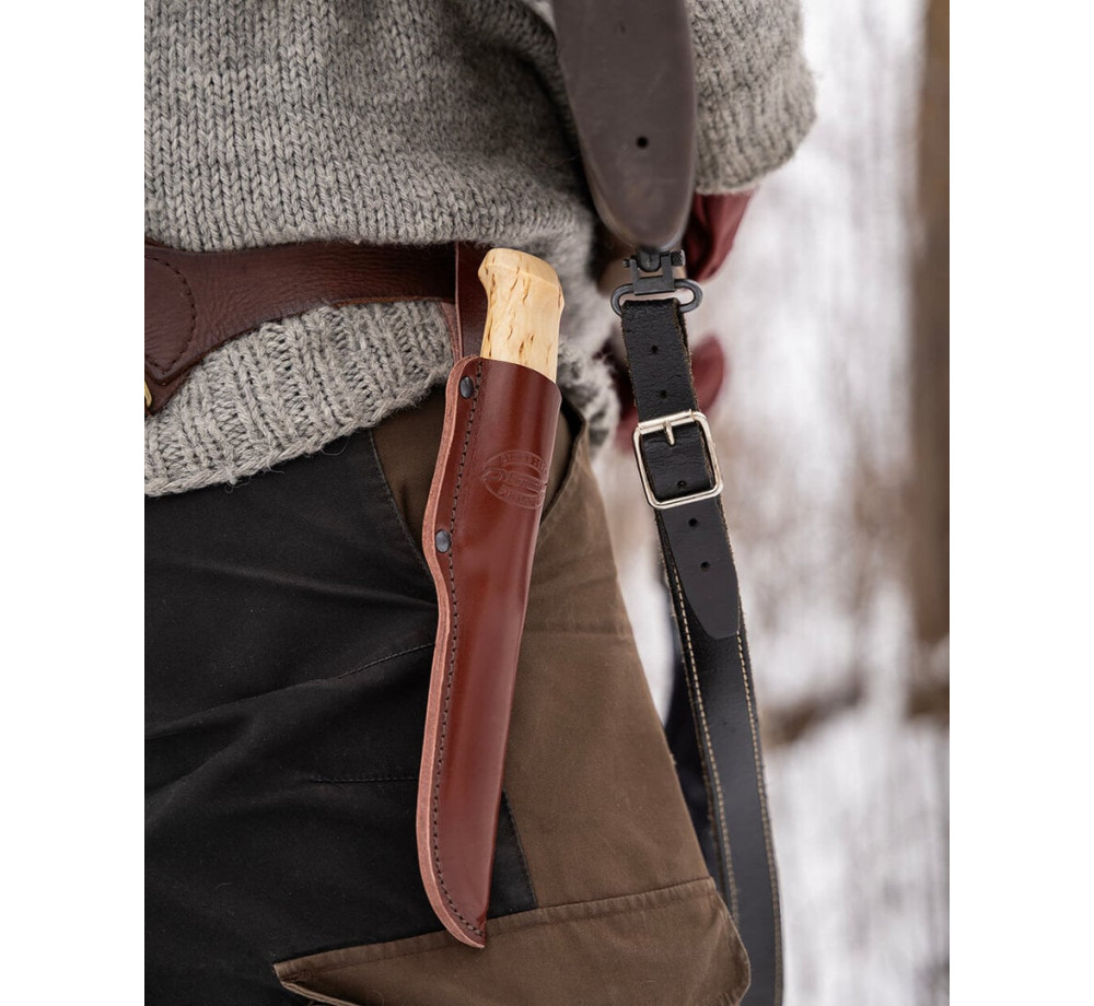 Marttiini Deluxe Skinner – Stainless Steel Blade, Waxed Curly Birch Handle, Leather Sheath Marttiini Deluxe Skinner – Stainless Steel Blade, Waxed Curly Birch Handle, Leather Sheath