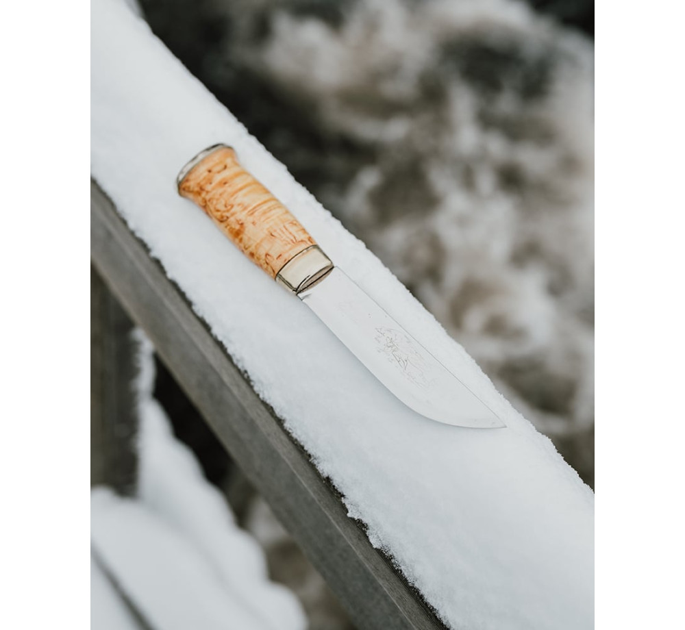 Marttiini Lapp 240 Hunting Knife – Stainless Steel, Curly Birch Handle, Leather Sheath Marttiini Lapp 240 Hunting Knife – Stainless Steel, Curly Birch Handle, Leather Sheath