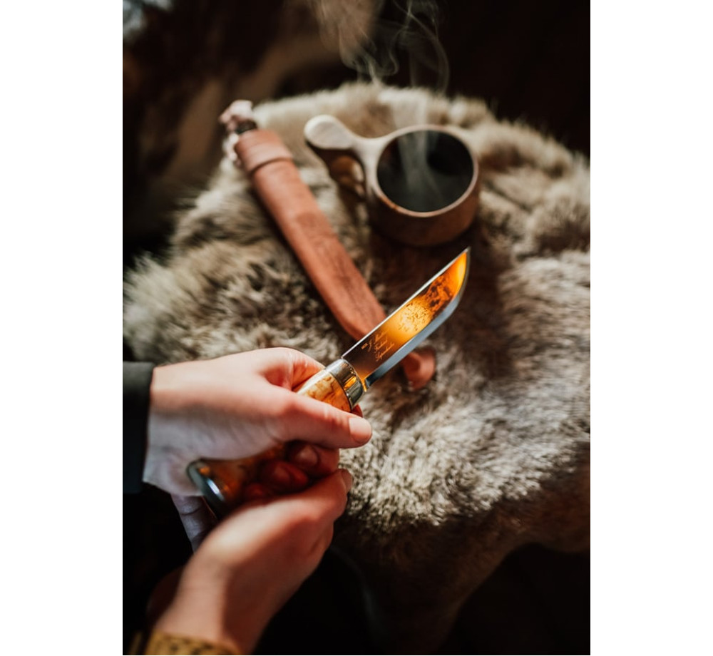 Marttiini Lapp 240 Hunting Knife – Stainless Steel, Curly Birch Handle, Leather Sheath Marttiini Lapp 240 Hunting Knife – Stainless Steel, Curly Birch Handle, Leather Sheath