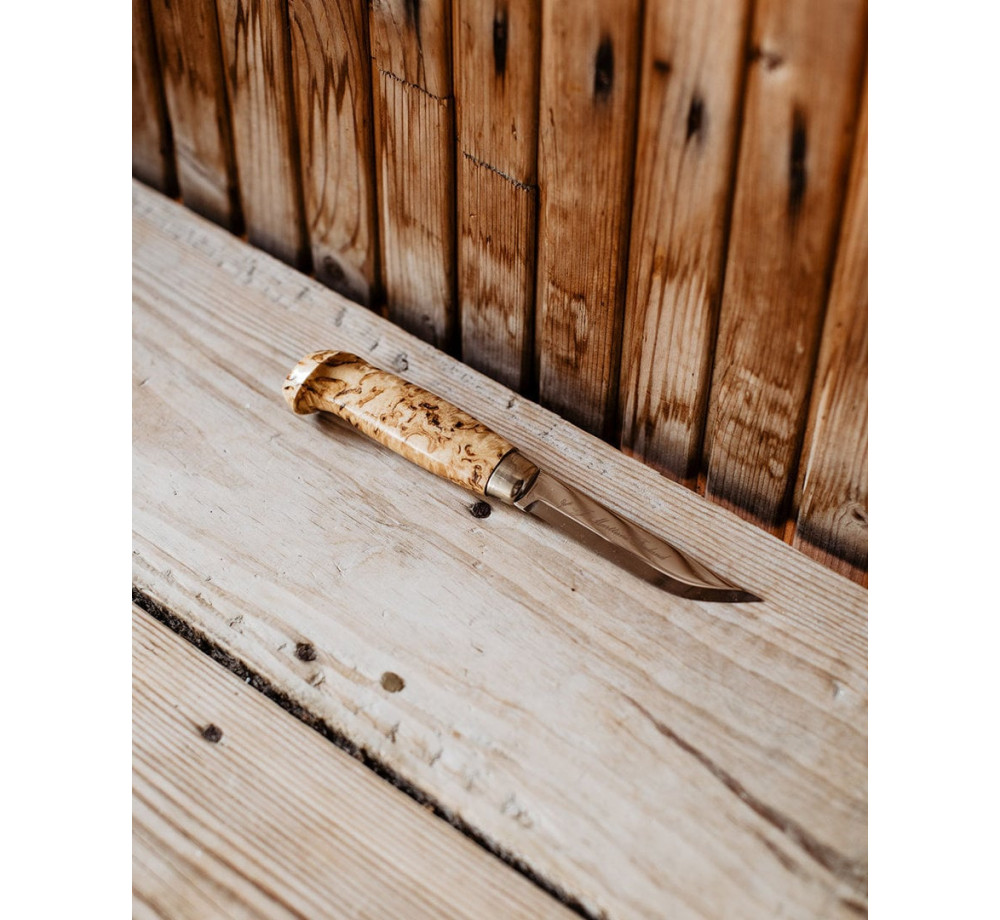 Marttiini Lynx 139 Hunting Knife – Stainless Steel, Curly Birch Handle, Leather Sheath Marttiini Lynx 139 Hunting Knife – Stainless Steel, Curly Birch Handle, Leather Sheath