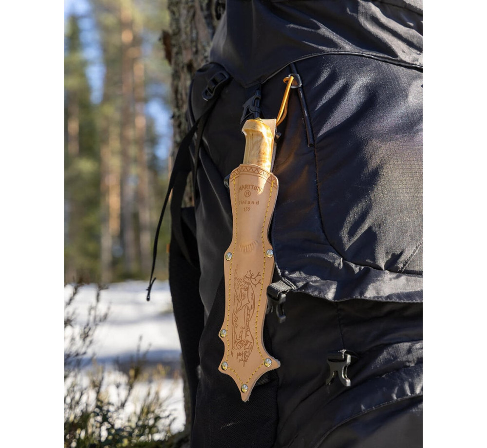 Marttiini Lynx 139 Hunting Knife – Stainless Steel, Curly Birch Handle, Leather Sheath Marttiini Lynx 139 Hunting Knife – Stainless Steel, Curly Birch Handle, Leather Sheath