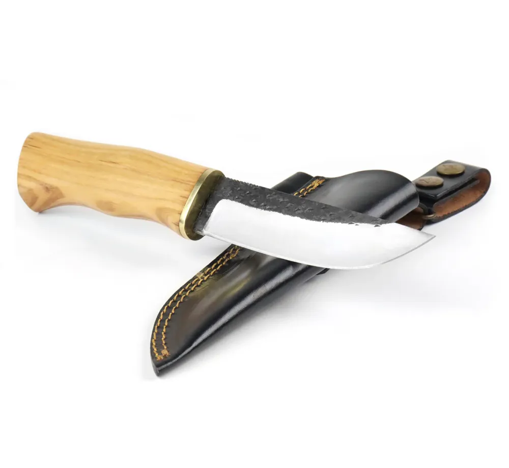 Ловен нож Njord Olam Bushcraft с карбонова стомана и кожена кания