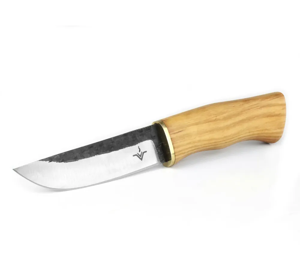Ловен нож Njord Olam Bushcraft с карбонова стомана и кожена кания