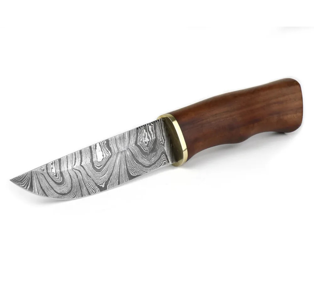 Ловен нож Njord Oskar Damast Bushcraft с дамаскова стомана и кожена кания