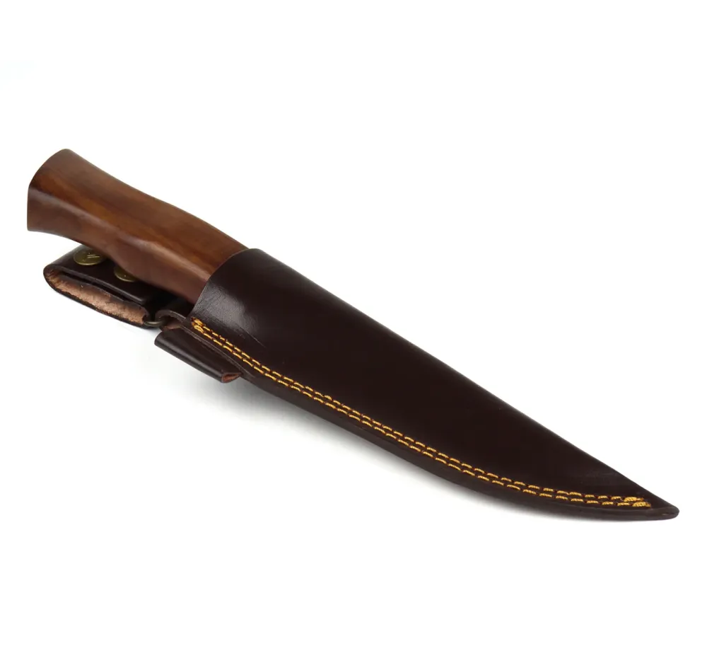 Ловен нож Njord Oskar Damast Bushcraft с дамаскова стомана и кожена кания