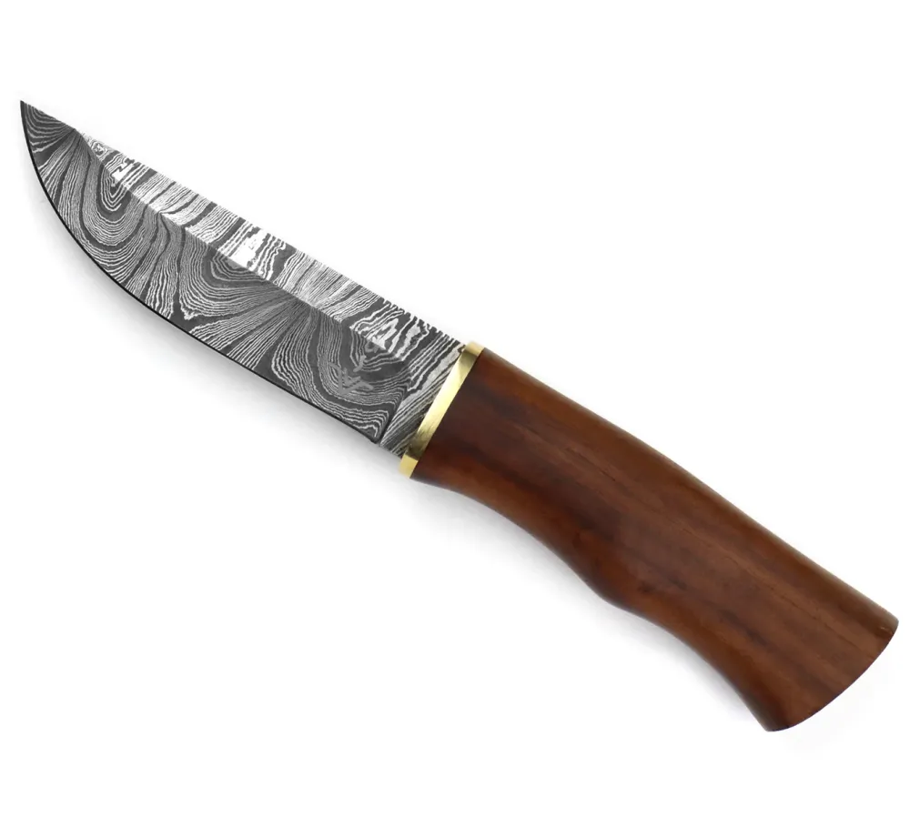 Ловен нож Njord Oskar Damast Bushcraft с дамаскова стомана и кожена кания