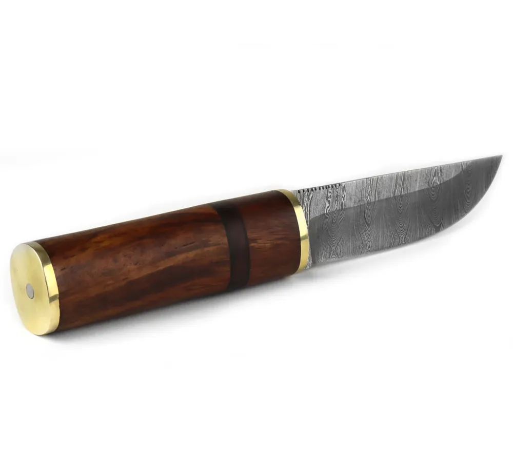 Ловен нож Njord Petri Damast Puukko с дамаскова стомана и кожена кания Ловен нож Njord Petri Damast Puukko с дамаскова стомана и кожена кания
